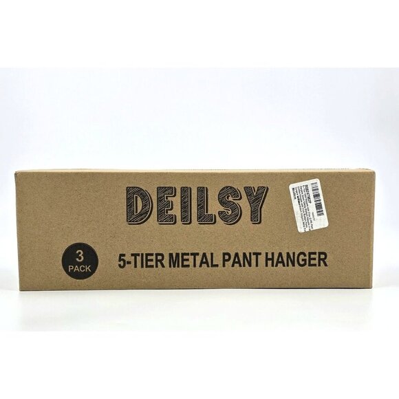 DEILSY 5-Tier Hangers with Clips 3 PK Metal Rubber Space Saving Multiple Clothes - Picture 8 of 13